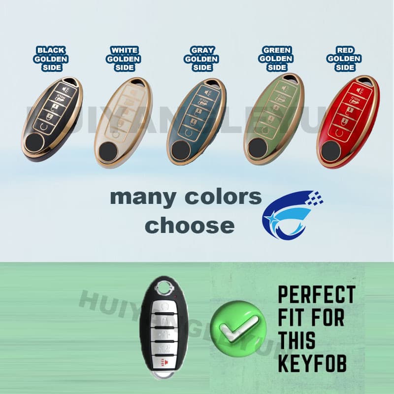 5-Key Model Suitable for Nissan Sylphy Bluebird Tiida X-Trail Qashqai Juke Nissan Gold-Trimmed Car Key Cover Case