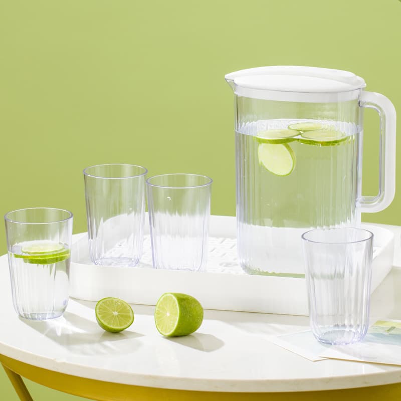 Trendy Household Minimalist Plastic Transparent Cold Water Bottle, High-Temperature Resistant, Large Capacity Commercial Juice Cold Water Bottle, Water Cup Tray