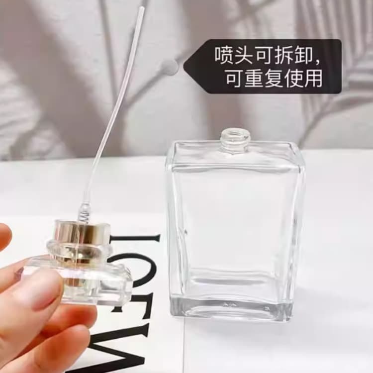 100ML Large Capacity Glass Perfume Bottle, Refillable Screw-Top Perfume Bottle, Cosmetic Press Spray Bottle