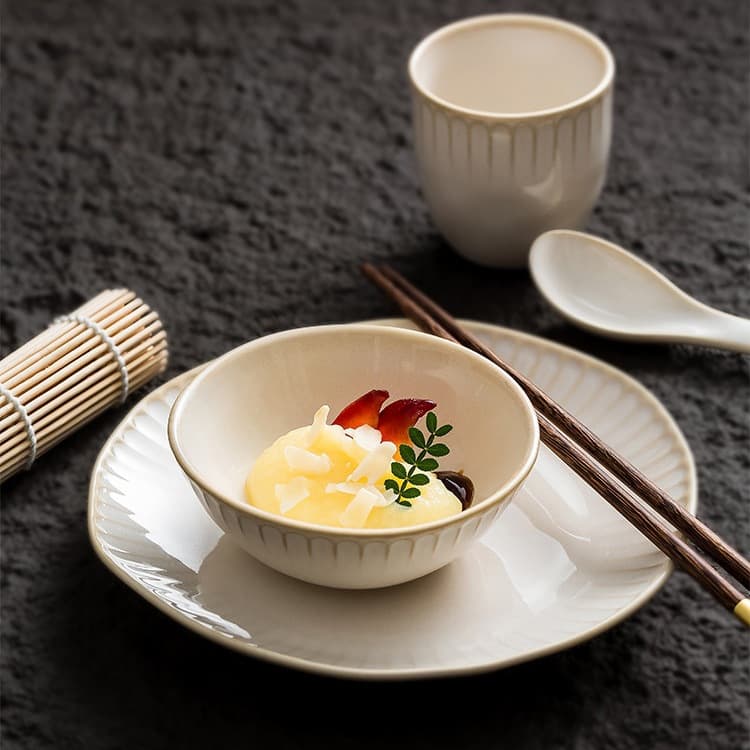 One Person Set: Chopstick, Bowl, Spoon, Plate - Light Luxury Restaurant Hotel Tableware, Hot Pot Table Setting Set, Four Pieces Y*