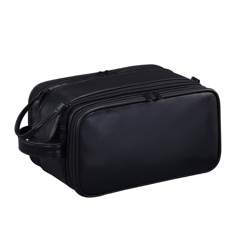 New Three-Compartment Multifunctional PU Men's Toiletry Bag, Large Capacity, High-End Makeup Bag, Cosmetics Storage Bag