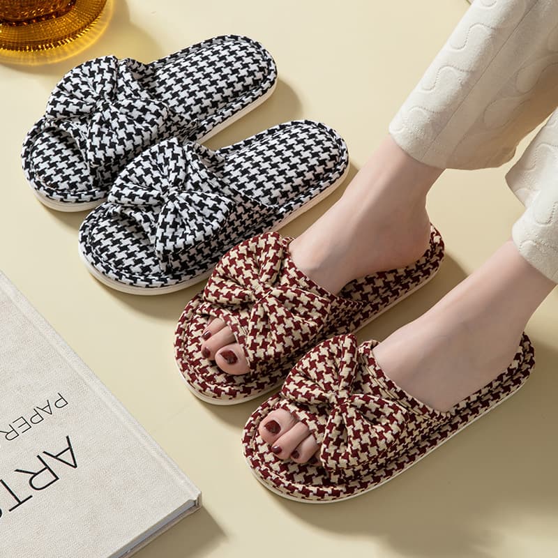 Women's Four Seasons Linen Floor Slippers Home Indoor Craft Thick Bottom Non-slip New Material Odorless Cotton Linen Sandals Manufacturers