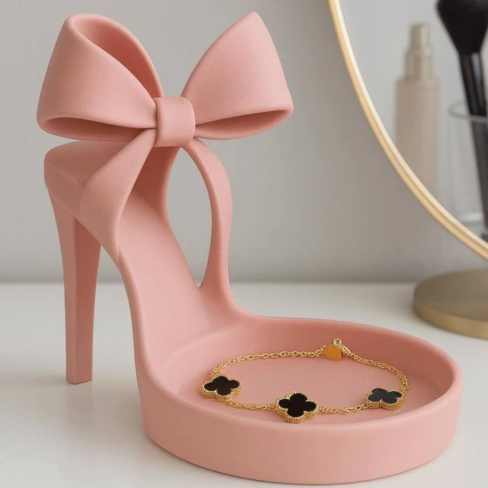 Cross-Border New Product High Heel Jewelry Tray Butterfly Bow High Heel Jewelry Tray 3D Printed