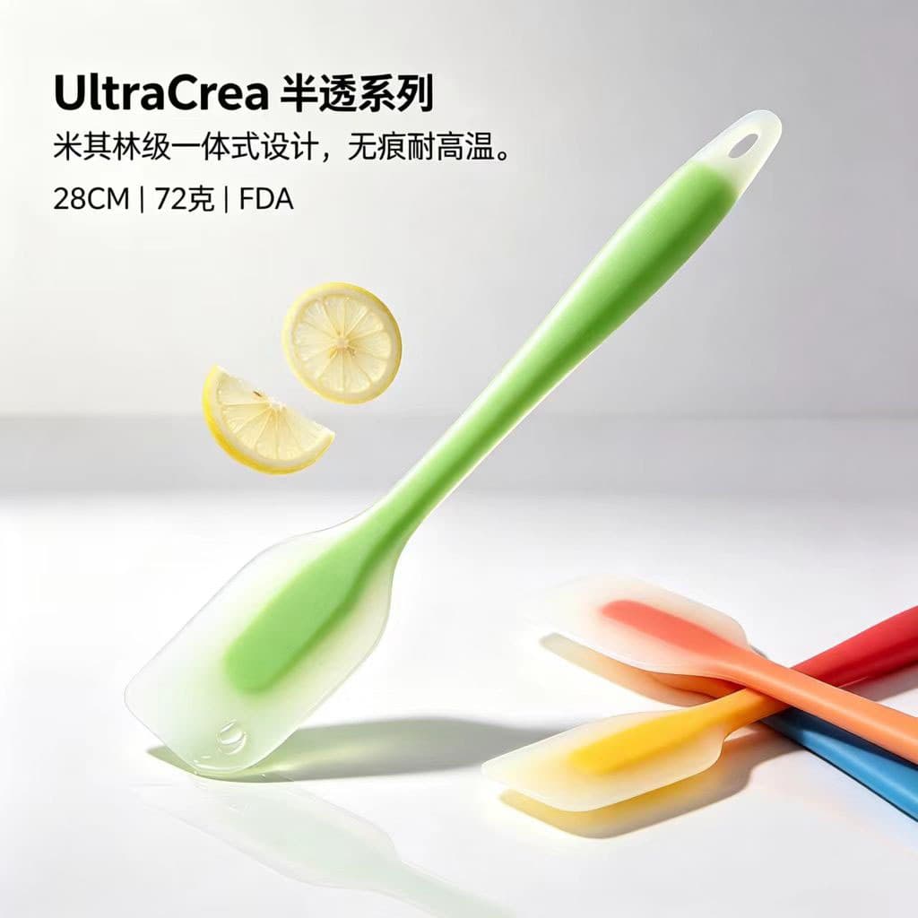 Semi-Transparent Silicone Integrated Spatula Baking Cream Spatula High Temperature Resistant Food Grade Kitchen Tool Set
