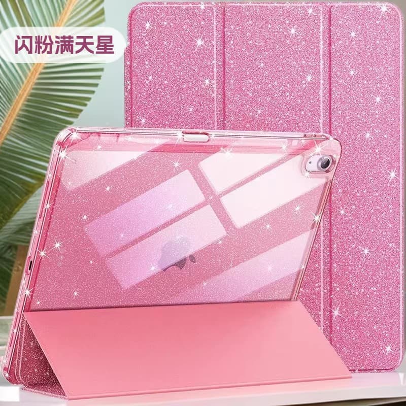 Compatible with 2025 iPad 10th Gen / 11th Gen A16 Tablet Case Glitter Acrylic Tri-Fold Protective Cover 10.9