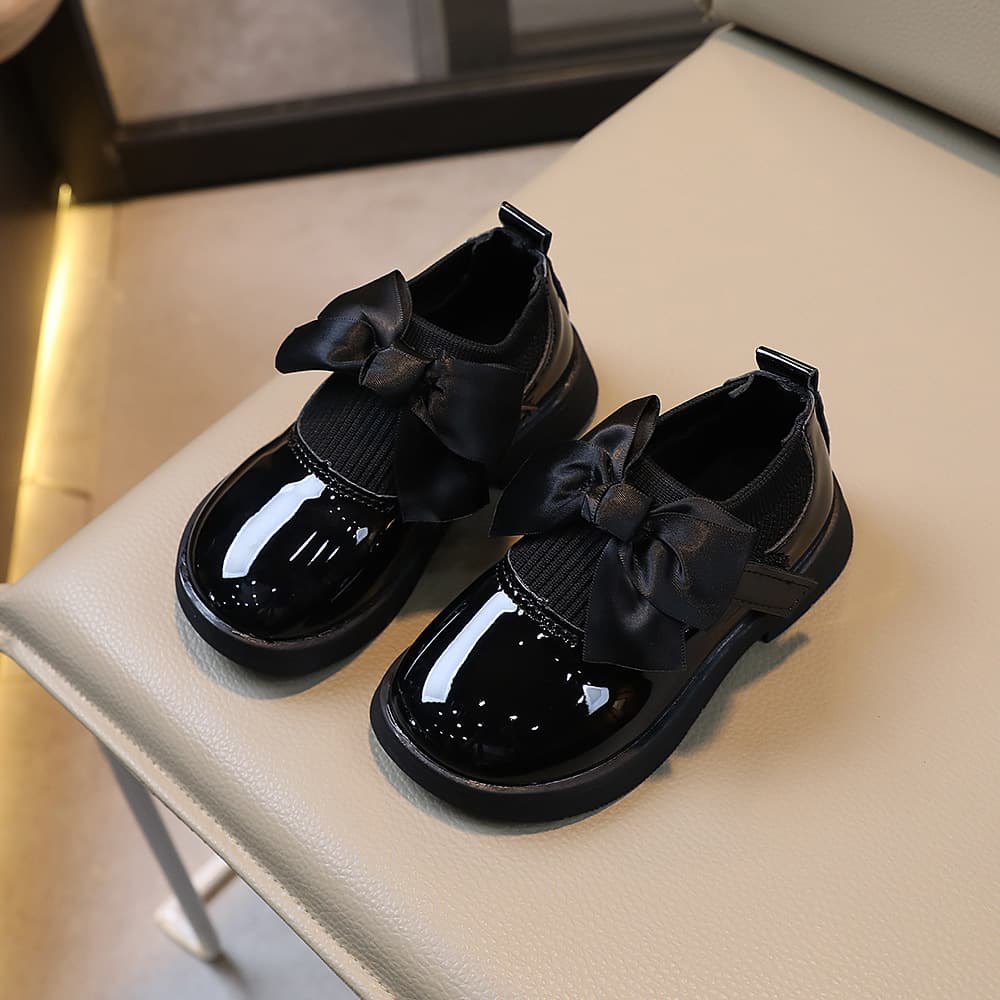 Girls Short Socks Shoes 2026 Autumn Little Princess Shoes Black Leather Shoes Middle Girls Single Shoes Princess Style