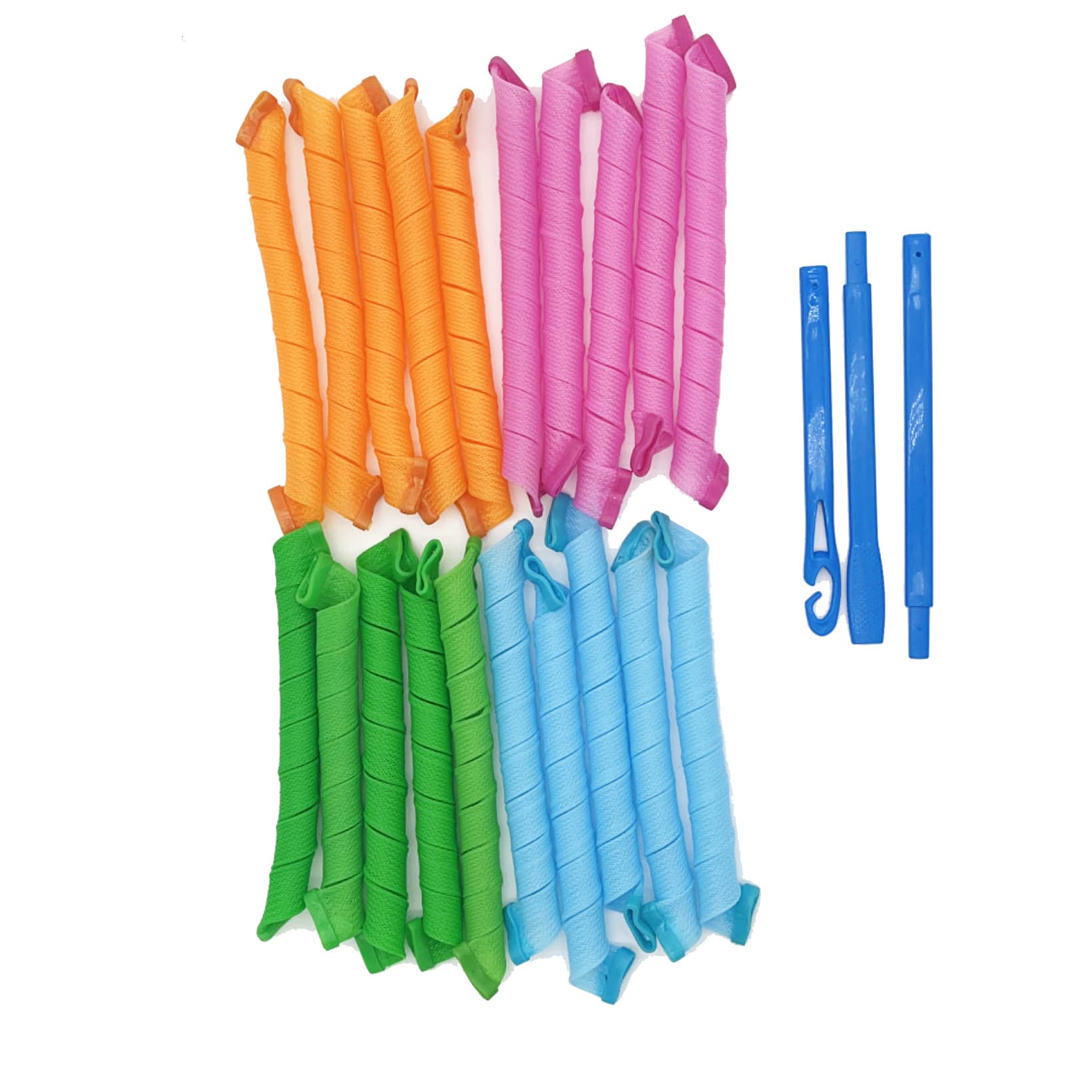 20 Pieces 45cm Medium Curl No Heat Hair Curlers DIY Styling Tool Spiral Wave Hair Curlers Wholesale