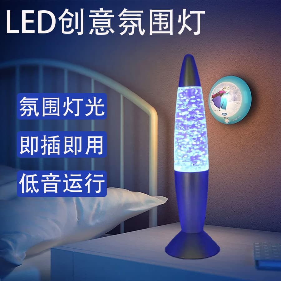 LED Rocket Head Bedroom Romantic Colorful Light USB Night Light Holiday Decoration Ambient Light Water Column Bubble Light