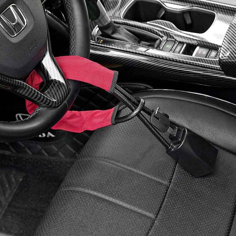 Hot-selling export car steering wheel anti-theft lock, seat belt buckle lock, steel parking lock, cable lock