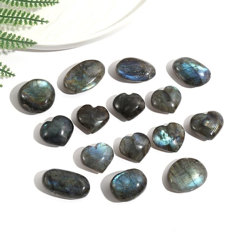 Cross-border hot-selling natural crystal rough stone ornaments, labradorite moonstone handle pieces, gray moonstone ore with style