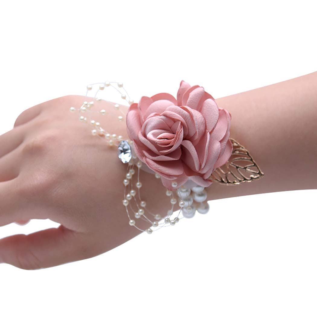 Amazon wrist flowers for brides, bridesmaids, and sisterhood, wrist and boutonniere sets, party favor gifts, children's dance hand flowers handmade.
