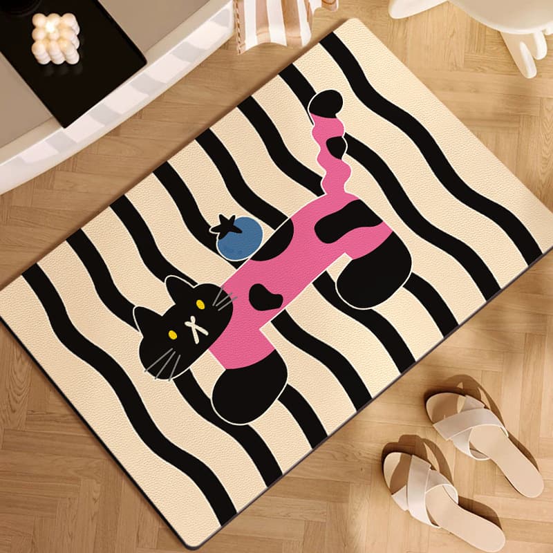 Bathroom Floor Mat Cartoon Diatom Mud Foot Mat Toilet Door Absorbent Quick-Drying Foot Mat Easy to Care for Anti-Hair Loss