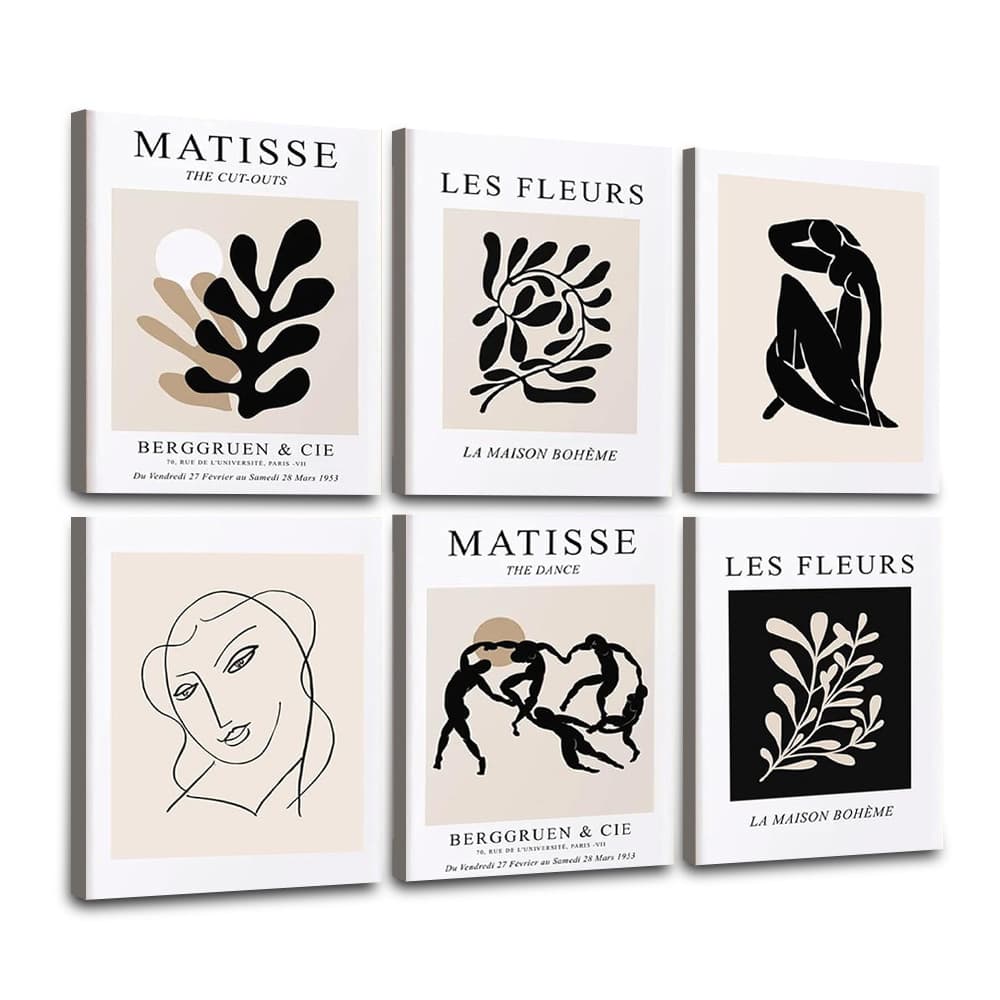 Henri Matisse Poster Abstract Minimalist Black Beige Bohemian Vintage Canvas Painting