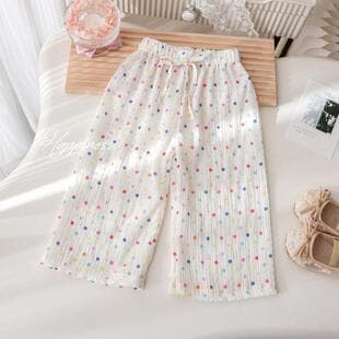 Girls 2024 Korean Style Polka Dot Mosquito-Proof Pants Summer Fashionable Versatile Casual Trousers for Little Girls