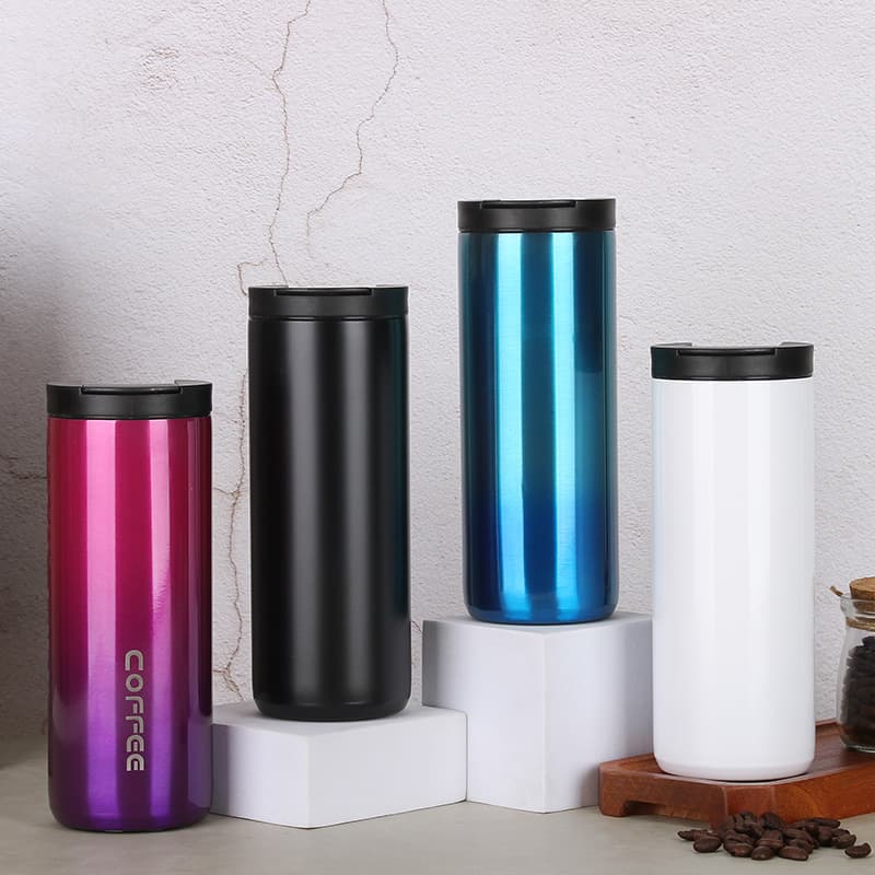 Portable Gradient Stainless Steel Coffee Cup Creative Korean Style Double Layer Outdoor Simple Vacuum Insulated Mug for Business Gifts