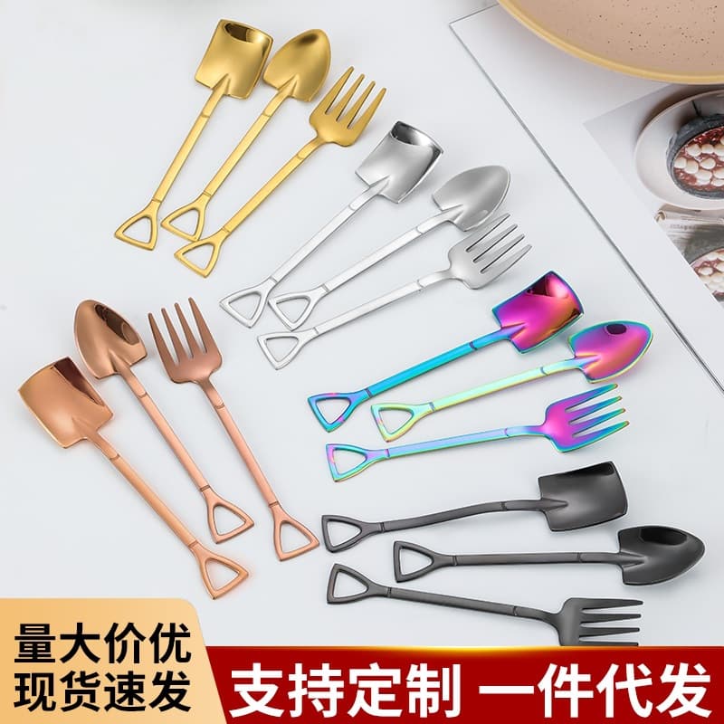 Cross-border 304 stainless steel spoon, high-looking spoon, watermelon spoon, coffee spoon, ice cream spoon, cake dessert spoon