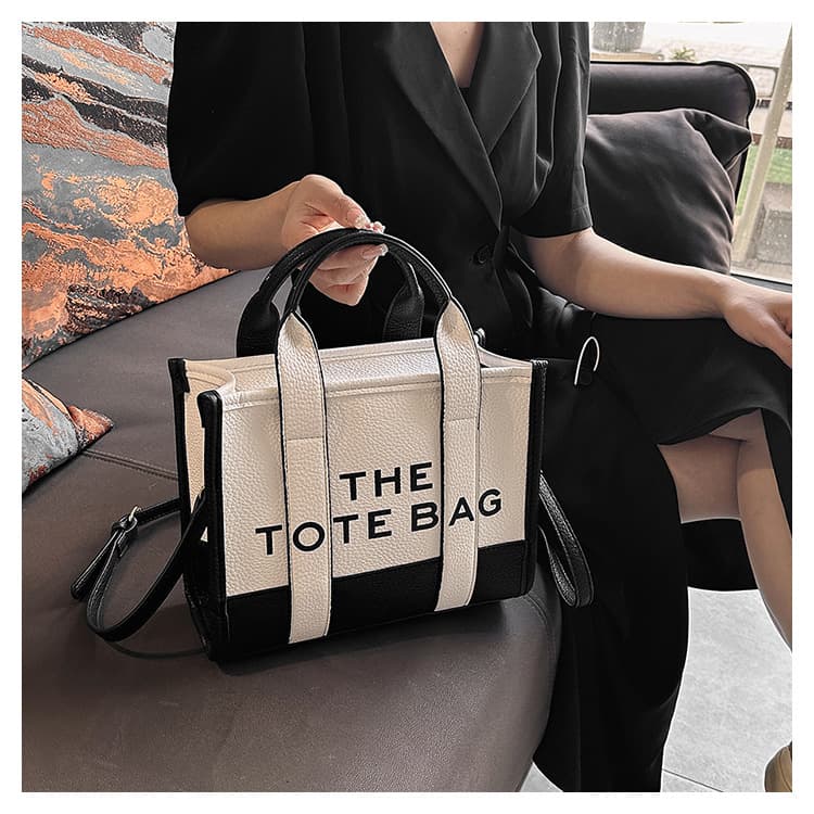 New Fashion Two-Tone Contrast Tote Bag Handbag Shoulder Crossbody High-Quality Women's Bag Large Capacity Commuter