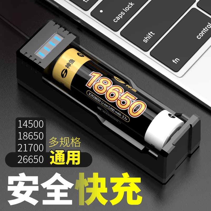 Shenyu 18650 Lithium Battery Charger, 3.7V/4.2V Multi-Function Universal for Headlamps and Flashlights, 26650 Adapter