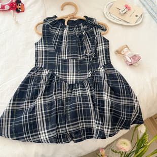 Korean-style Summer Girls' Plaid Dress, Baby Girl Tie-back Vest Dress, Children's Cotton Shirred Dress Fashion