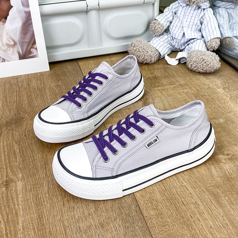 2023 Spring Korean Style Mango Toe Canvas Shoes Women's New Lace-Up Internet-Famous Flat Board Shoes Versatile Ugly-Cute Casual Shoes