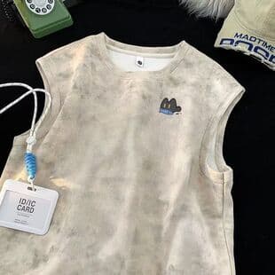 Trendy Tie-Dye Sleeveless Vest, American Ins Style Broad Shoulder New Summer Loose Casual Tank Top for Men