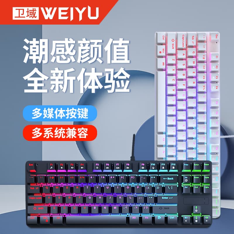 87-Key High-Color-Value Wired Mechanical Keyboard with Green Switches, Computer Accessories for Gaming, E-Sports, Office, and Universal Use