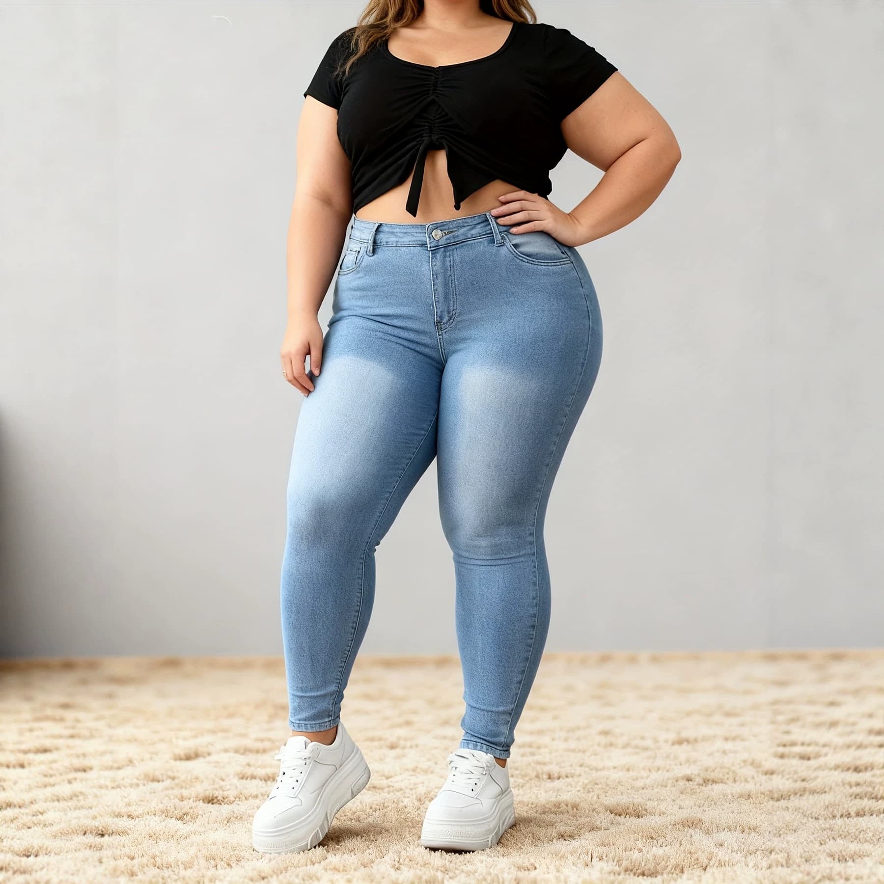 Cross-Border European and American Plus-Size Skinny Jeans, Classic Versatile Butt-Lifting Hot-Selling Pencil Washed Stretch Pants 100kg