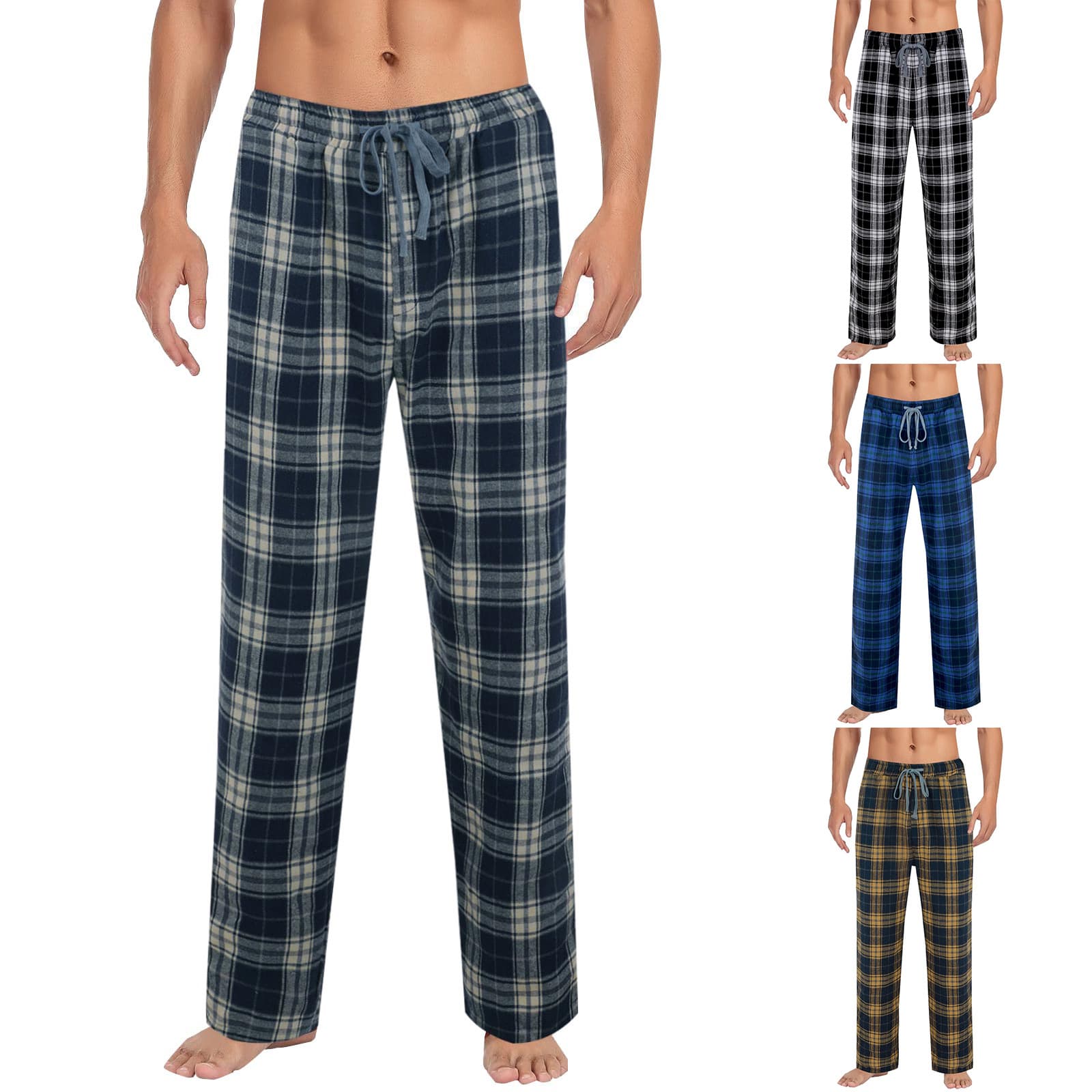 Men's Plaid Yoga Pants Straight Leg Casual Home Pants Autumn 2024 Fashion Trend Breathable Wear Resistant Machine Washable