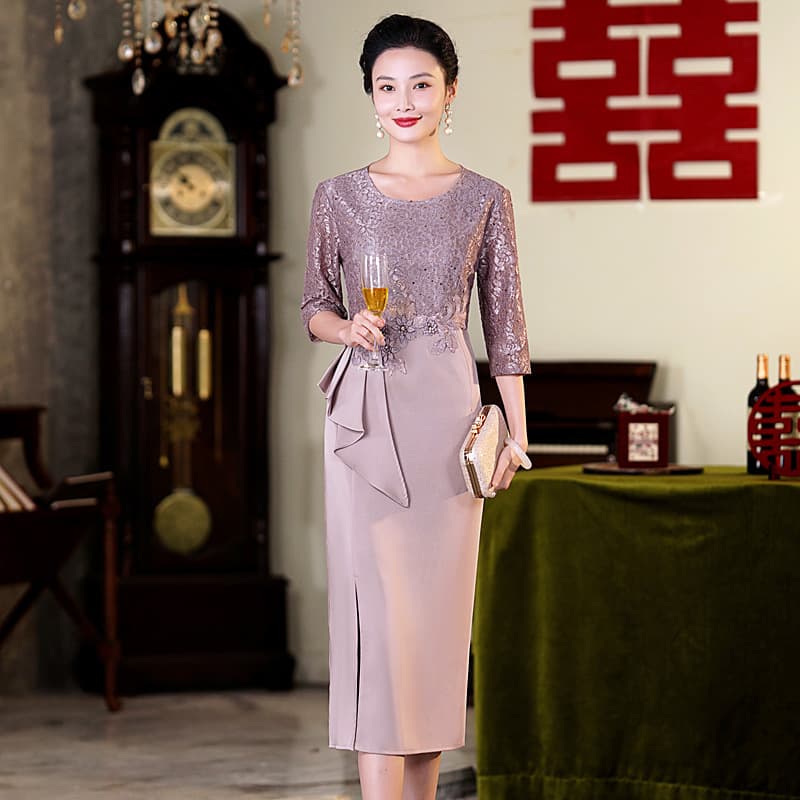 Wedding mom wedding banquet toast dress small high-end spring and summer wear exquisite cheongsam drape dress slimming