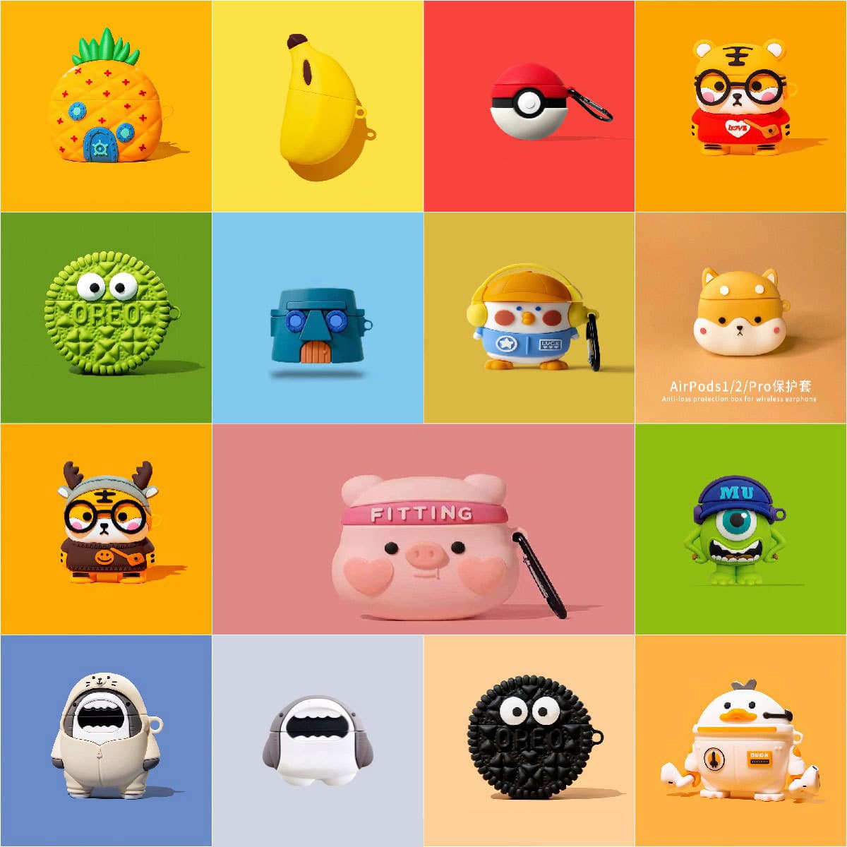 Suitable for AirPods 3/2/Pro cartoon silicone protective cover anti-fall earphone case airpodsmax