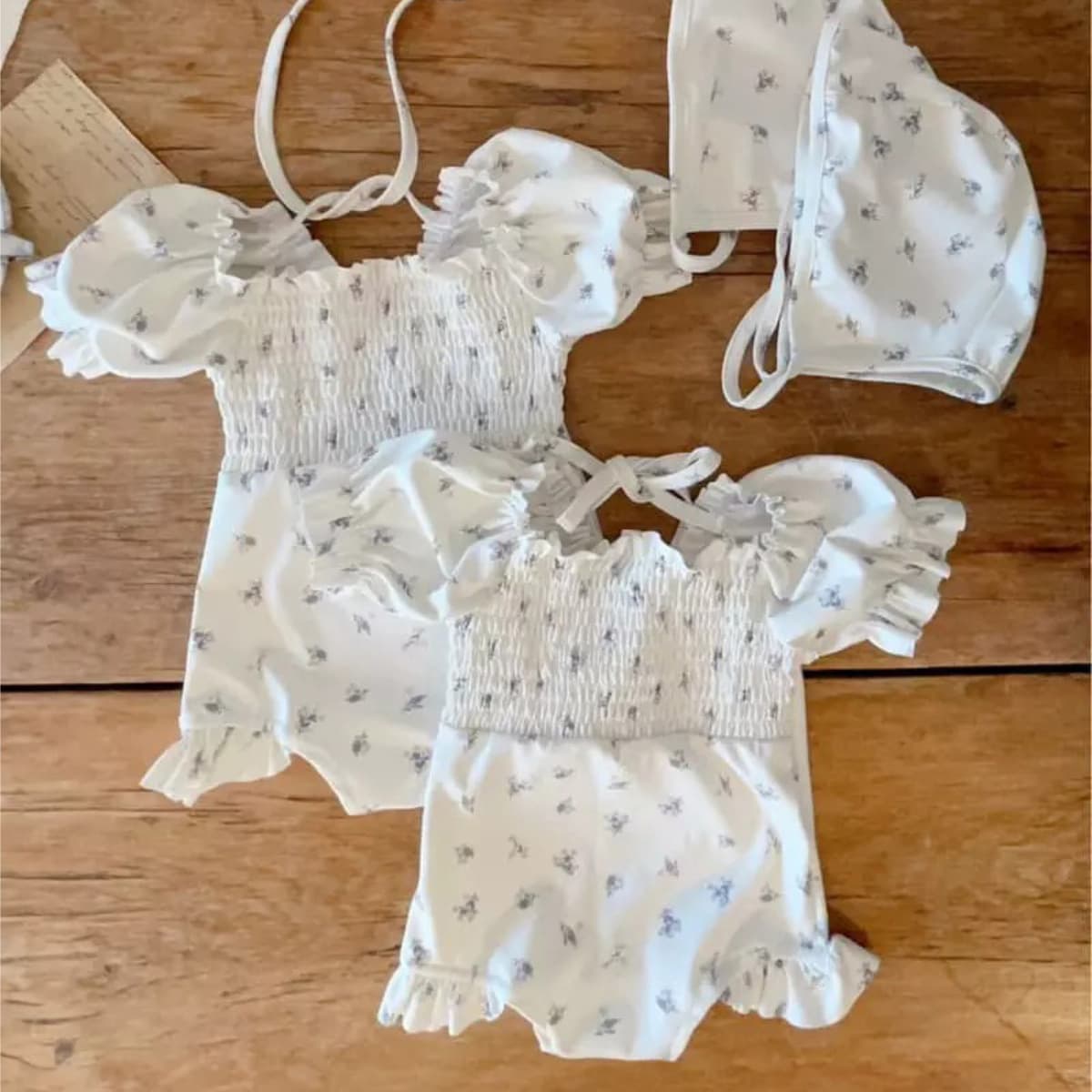 Baby Girl Summer Floral Print One-Piece Swimsuit for Ages 0-3, Hot Spring Swimwear with Hat