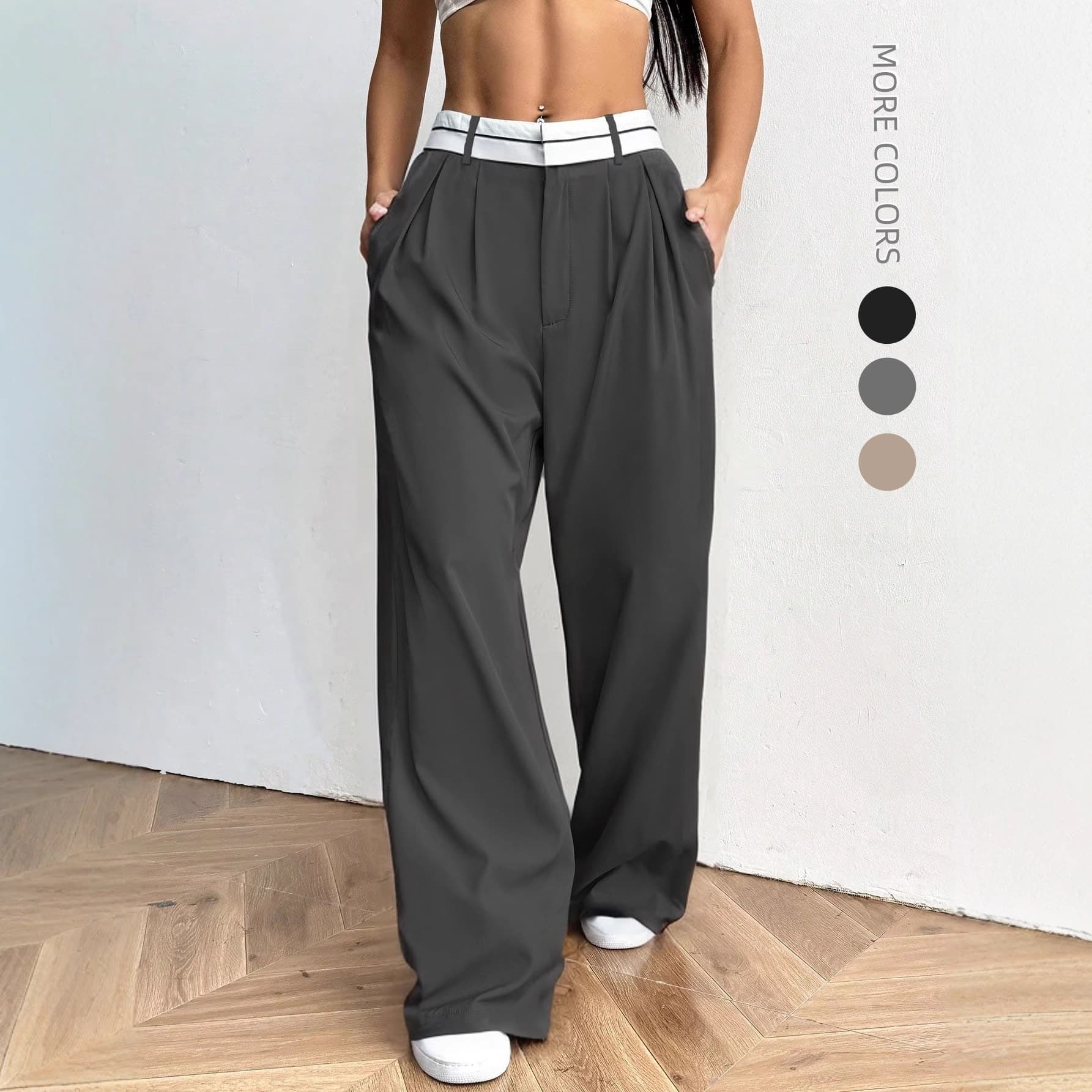 Loose Wide Leg Suit Pants 2025 New Style Comfortable Fit Long Trousers for Women Elegant Fashionable AE Stock Origin China