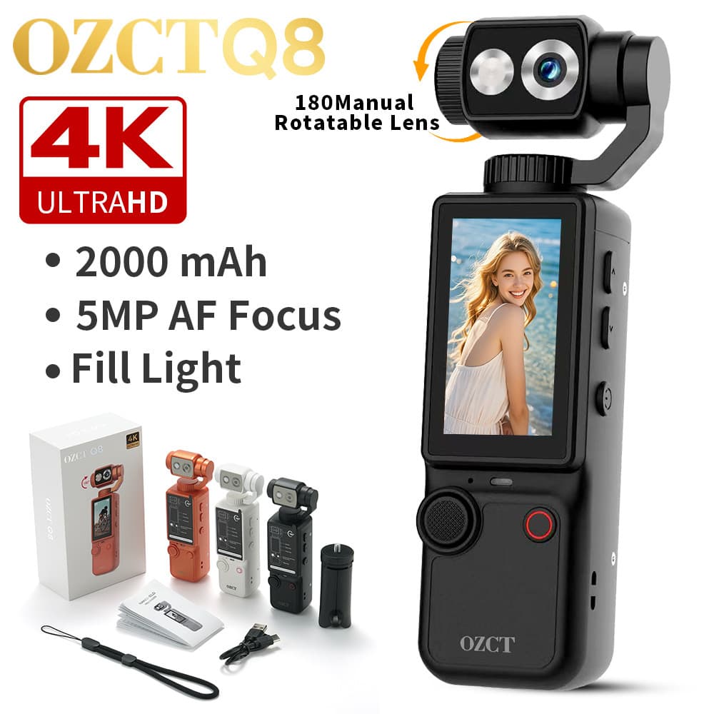 Ultra-clear handheld Q7 action camera portable vlog camera autofocus rotating lens Q8 pocket camera