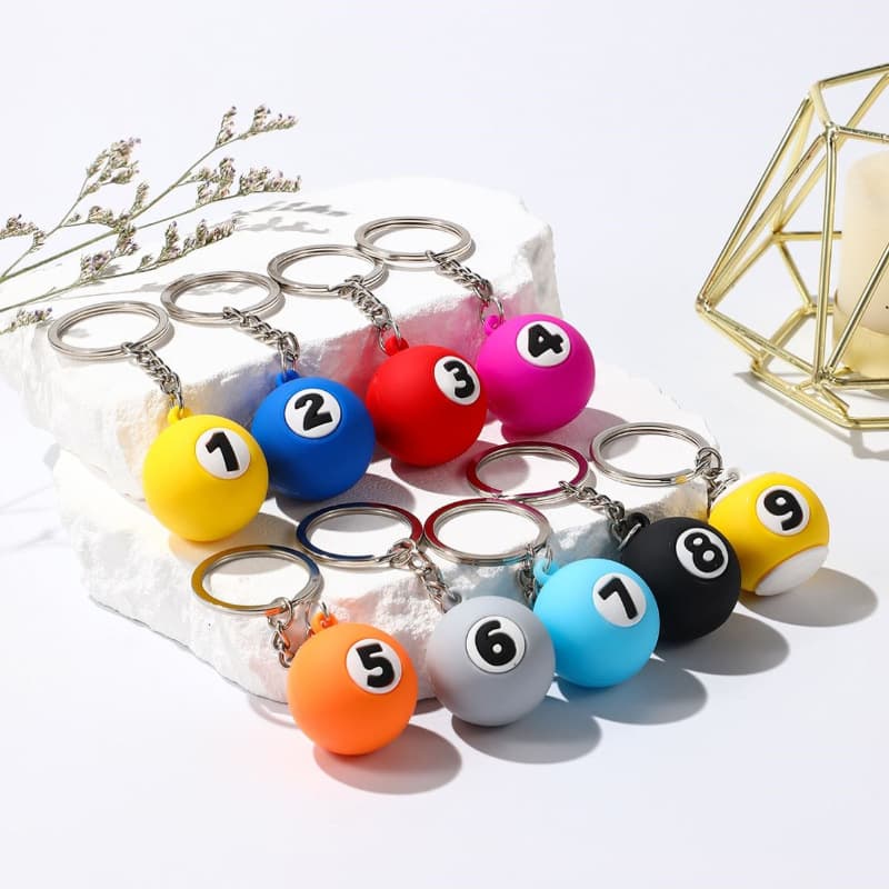 Cute Billiard Ball Keychain Creative Car Keychain Decoration Exquisite Simple Backpack Pendant Gift Wholesale