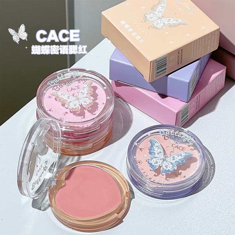 Summer New Butterfly Whisper Blush Three Colors Rouge Daily Affordable Beauty Beginners Cute Anime Cross-border