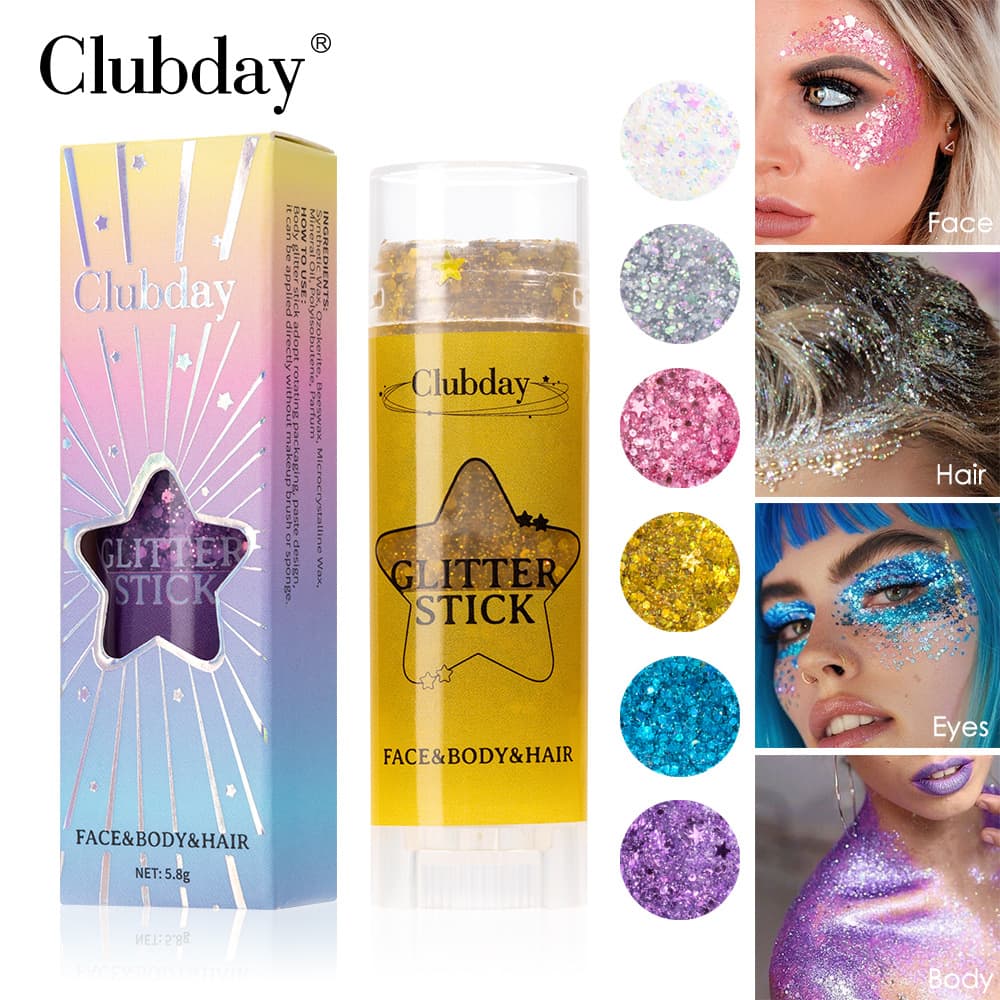 Clubday Stage Party Eyeshadow Glitter Stick Lip and Cheek Dual-Use Single Gel Body Sparkle Glitter Makeup
