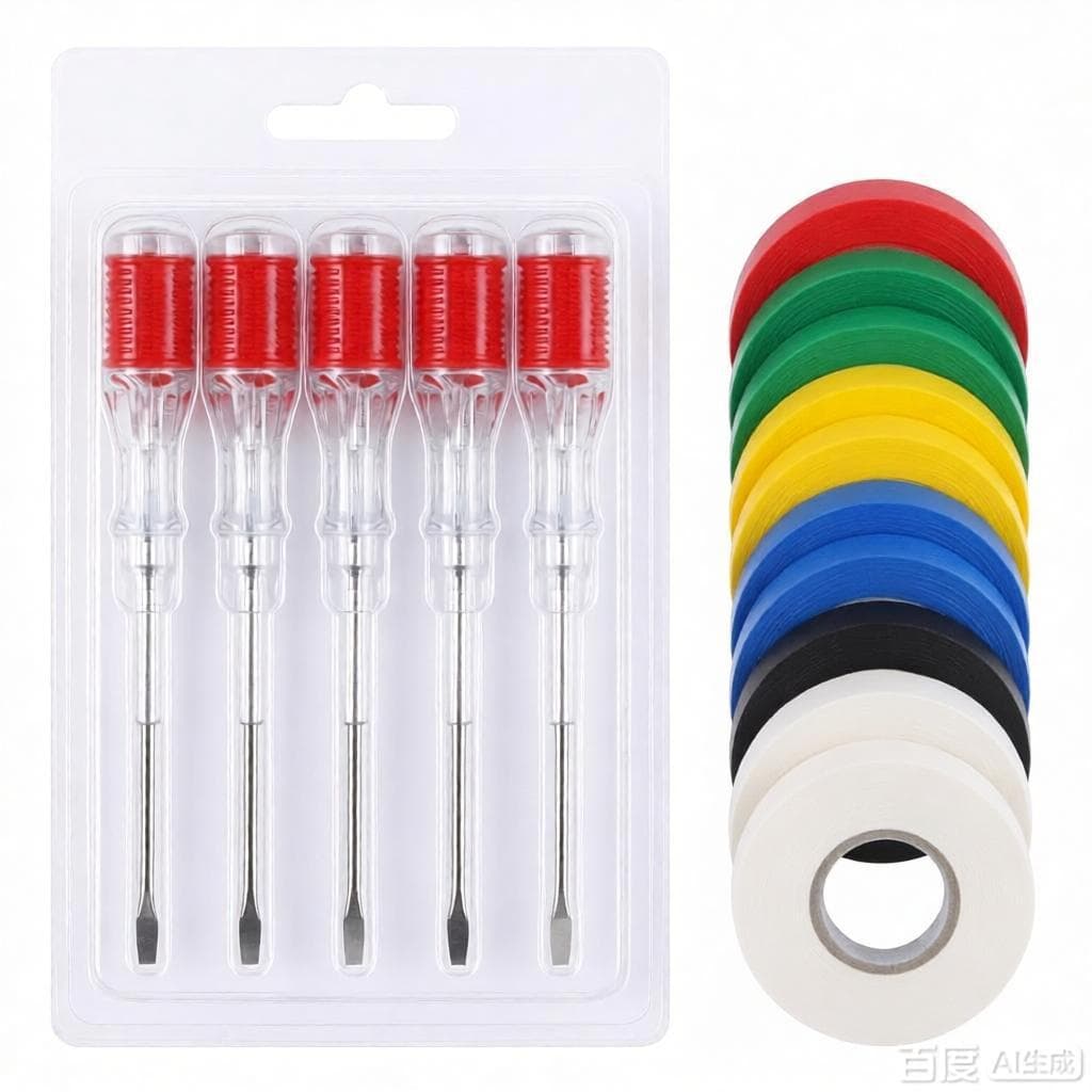 10-piece electrician's test pen screwdriver set plus 30 pieces of electrical tape