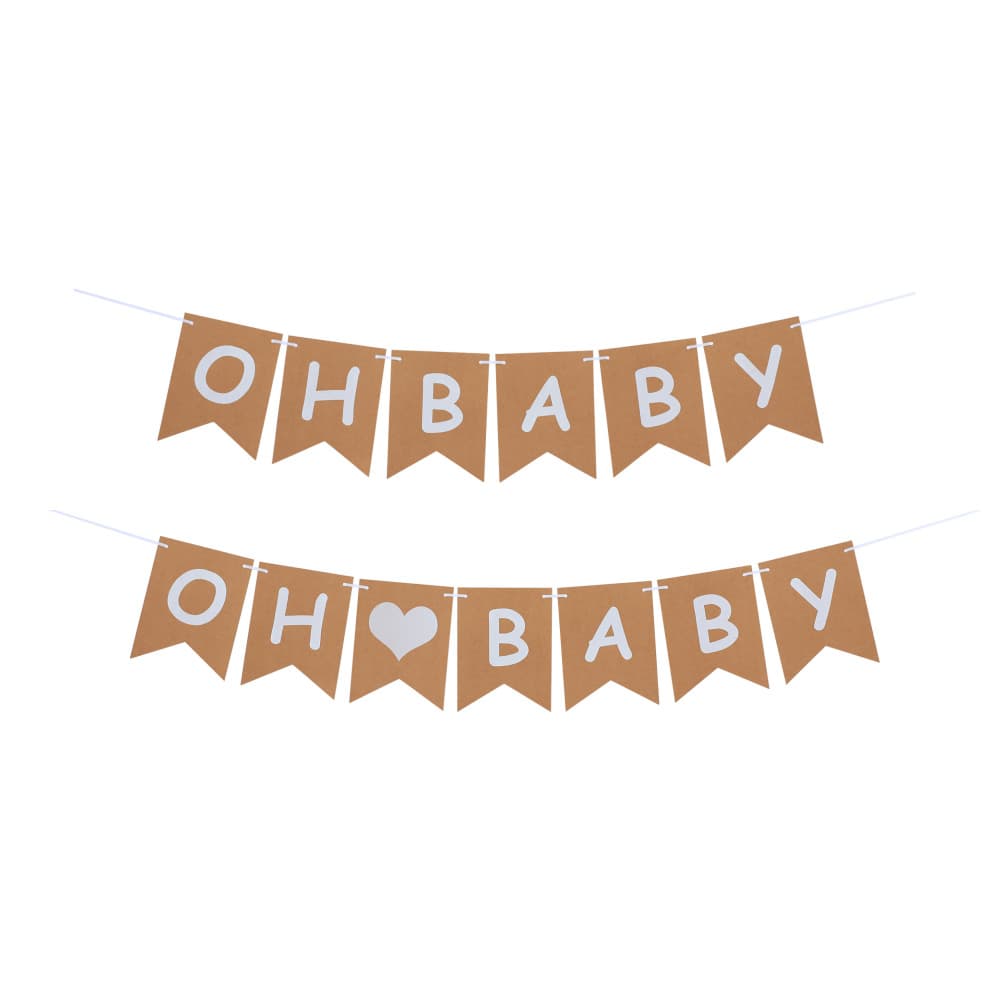 oh baby baby shower decoration letter pull flag baby one year old kraft paper string flag pull flower banner layout