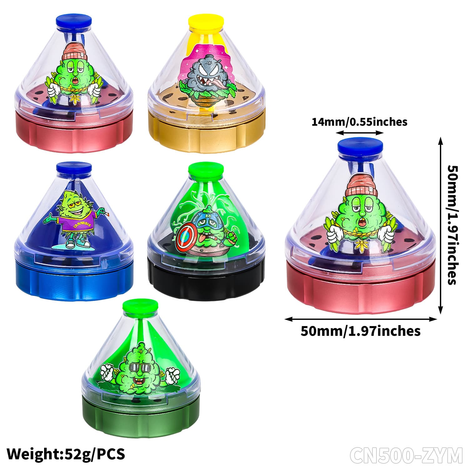 Starbath's new aluminum alloy funnel shape cigarette grinder patterned metal grinder Grinder