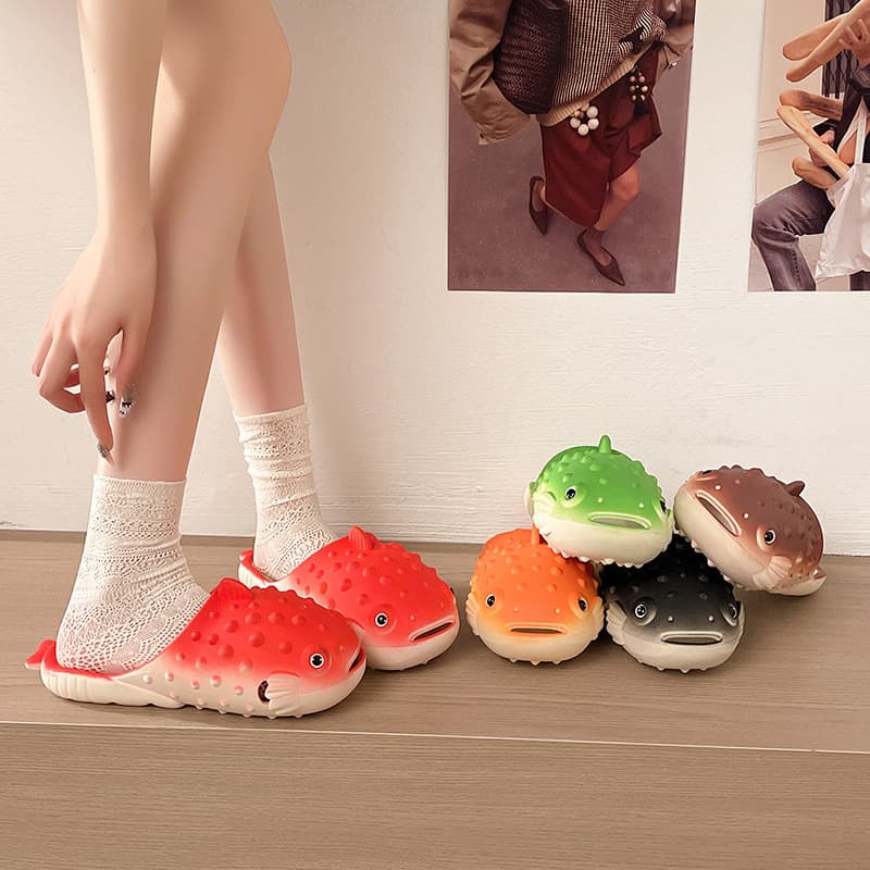 Original 2026 Pufferfish Slippers Creative Funny Women's Outdoor Trendy Flip-Flops Indoor Anti-Slip Beach Sandals for Men