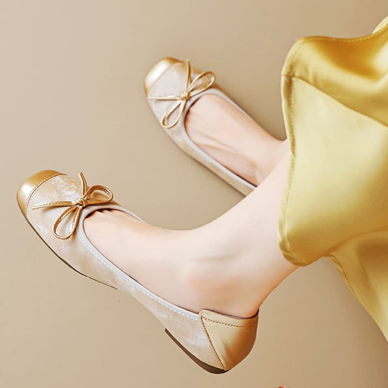 French 2026 Square Toe Shallow Mouth Egg Roll Shoes Spring and Summer New Bow Flat Ballet Shoes Soft Sole Women's Shoes