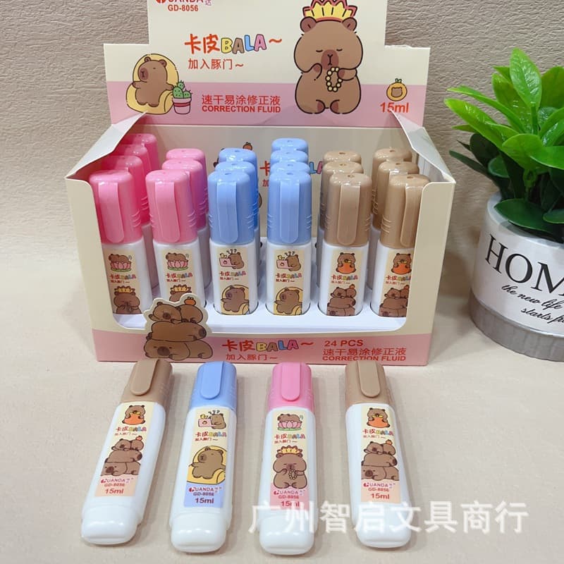 New Capybara Correction Fluid, Cartoon Correction Pen for Students and Children, Learning Stationery Supplies