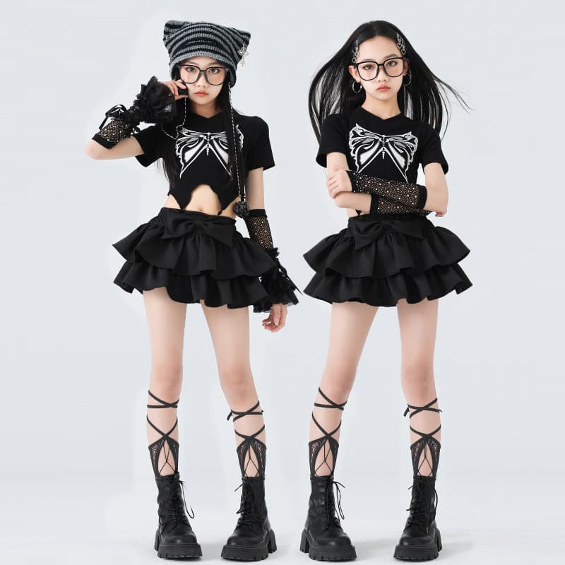 Children's Jazz Dance Costume Fashionable Girl Jazz Dance Crop Top Street Dance Dress Performance for Small Girls