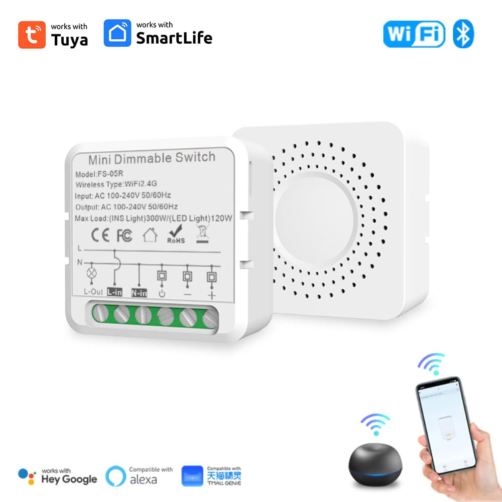 Tuya Wifi Smart Home Switch Voice Control Dimmable Dark Box Switch