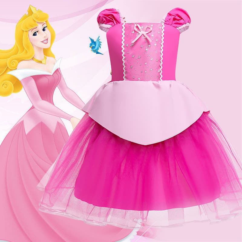 2021 Halloween Girls Ins Cotton Aurora Princess Dress European and American Export Baby Girl Dress Summer