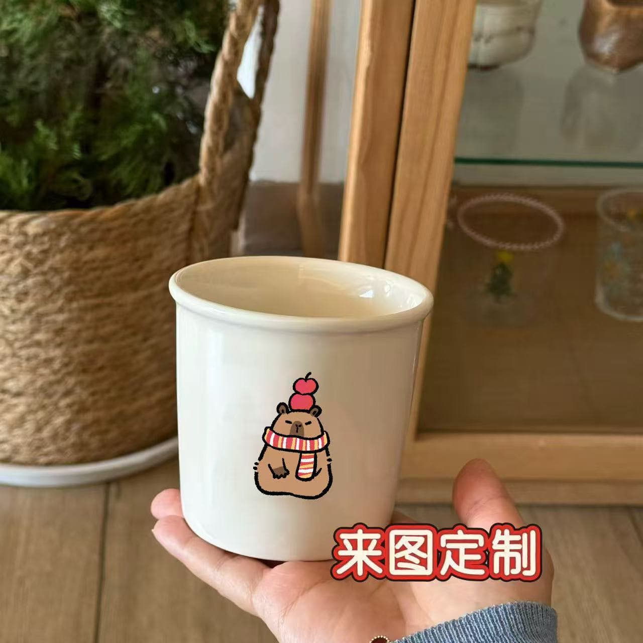 Ins Coffee Cup Handheld Ceramic Cup Paper Cup Style High Appearance Mark Cup Custom Souvenir Water Cup
