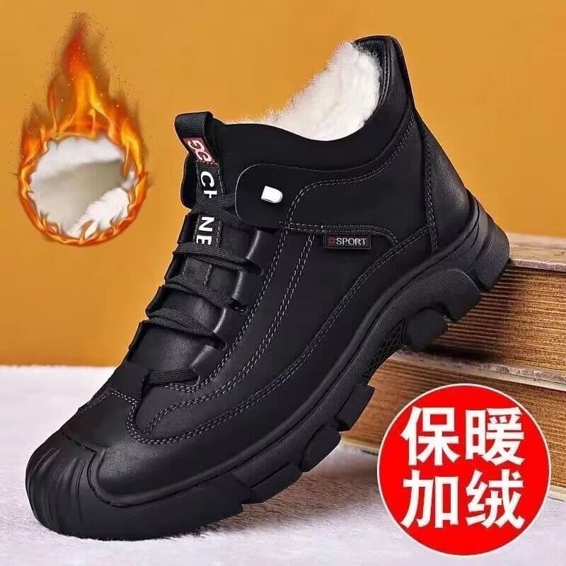 Men's Shoes 2025 Winter New Style Men's Cotton Shoes Fleece-Lined Thick Warm Casual High-Top Thick Sole Martin Short Boots for Men