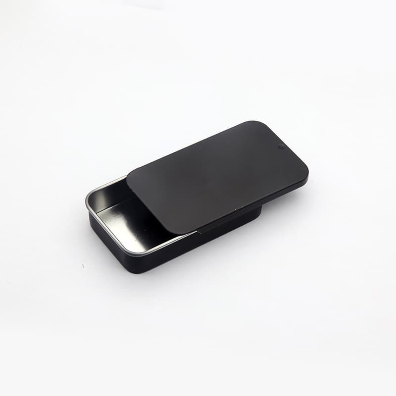 Black Sliding Lid Tin Box in Stock, Mini Tin Box for Balm, New Square Storage Push-Pull Box Series, Airtight