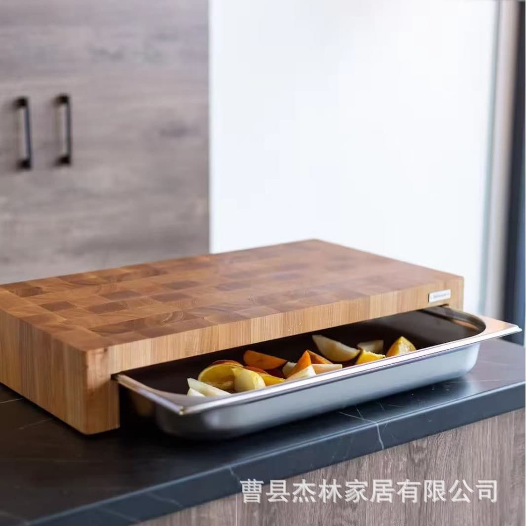 Wooden Parquet Cutting Board with Drawer, Vegetable and Fruit Chopping Board, Deli Bread Cutting Board, Classified Kitchen Cutting Board