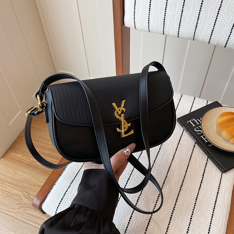 Elegant French Vintage Small Square Bag, Fashionable Minimalist YSL-Style Flap Crossbody Bag for Work Commute Shoulder Bag Trendy